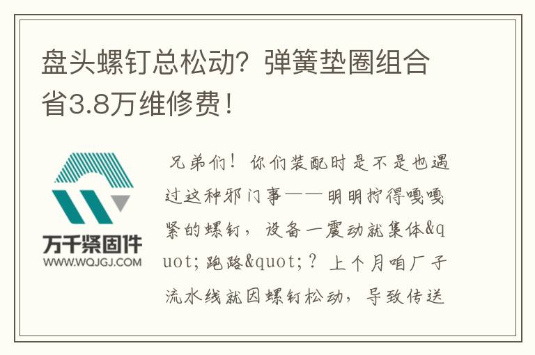 盤頭螺釘總松動(dòng)？彈簧墊圈組合省3.8萬維修費(fèi)！