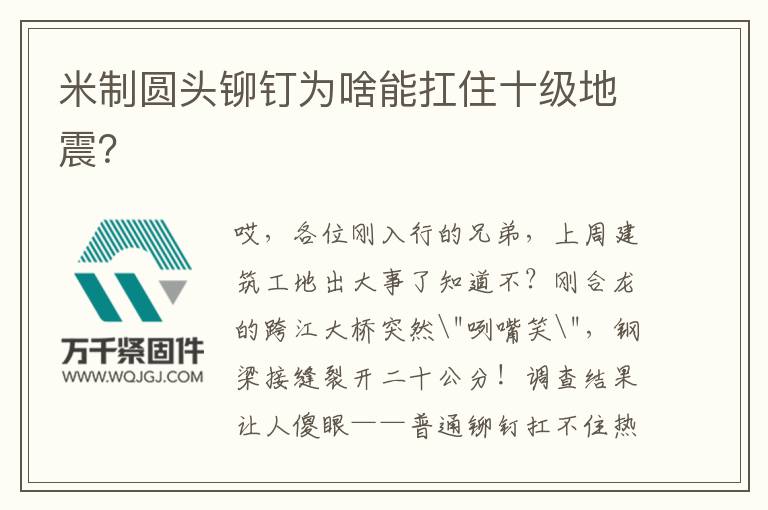米制圓頭鉚釘為啥能扛住十級地震？