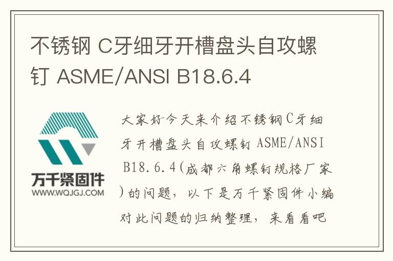 不銹鋼 C牙細牙開槽盤頭自攻螺釘 ASME/ANSI B18.6.4