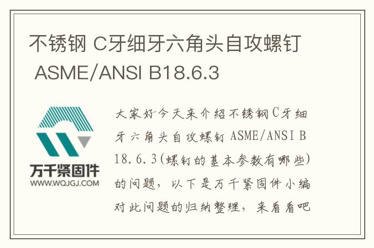 不銹鋼 C牙細(xì)牙六角頭自攻螺釘 ASME/ANSI B18.6.3