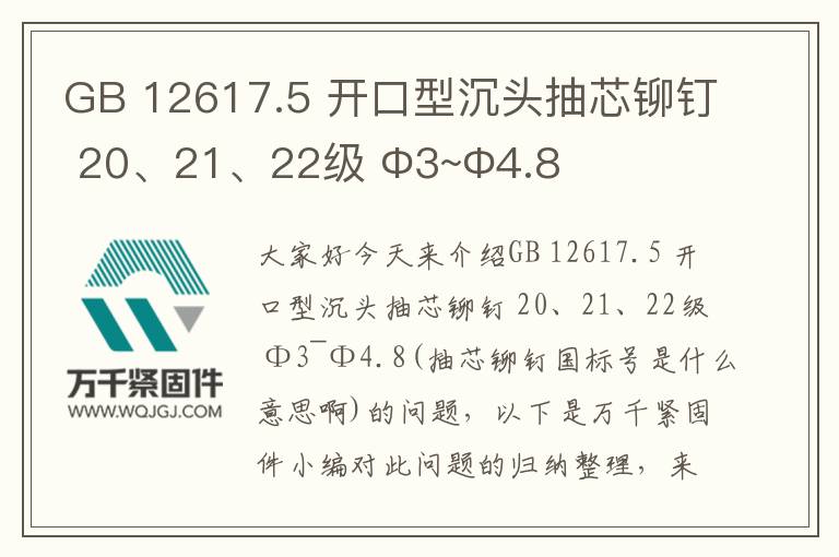 GB 12617.5 開(kāi)口型沉頭抽芯鉚釘 20、21、22級(jí) Φ3~Φ4.8