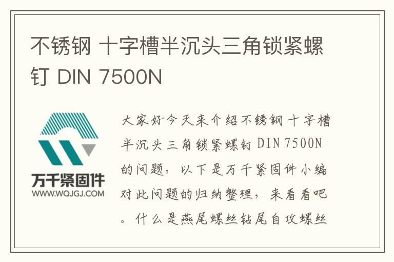 不銹鋼 十字槽半沉頭三角鎖緊螺釘 DIN 7500N