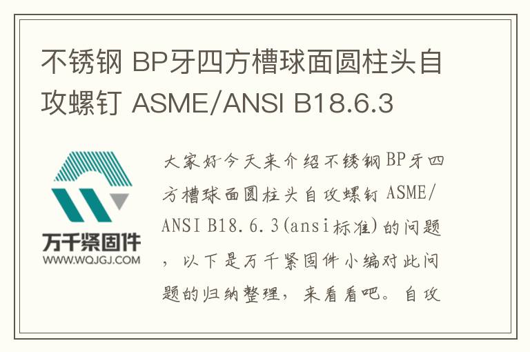 不銹鋼 BP牙四方槽球面圓柱頭自攻螺釘 ASME/ANSI B18.6.3
