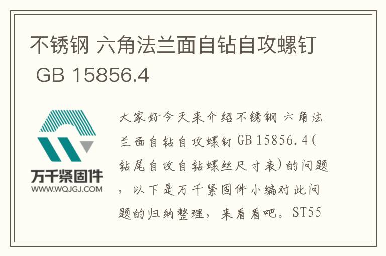 不銹鋼 六角法蘭面自鉆自攻螺釘 GB 15856.4