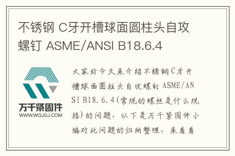 不銹鋼 C牙開槽球面圓柱頭自攻螺釘 ASME/ANSI B18.6.4
