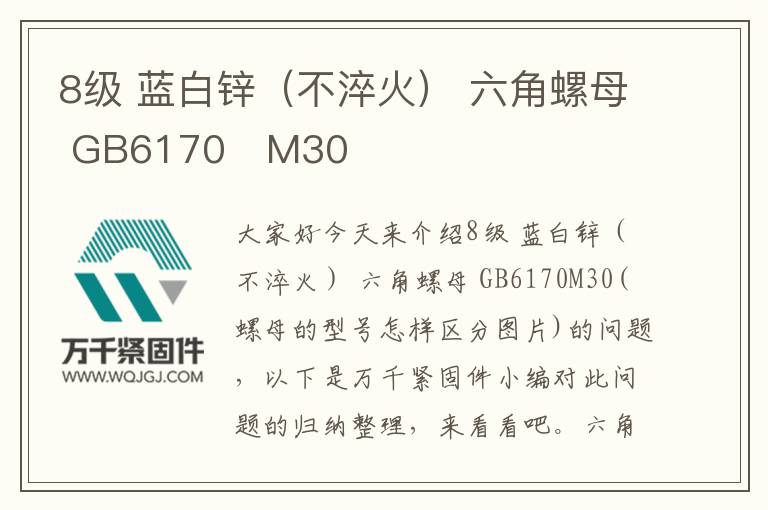 8級 藍(lán)白鋅（不淬火） 六角螺母 GB6170	M30